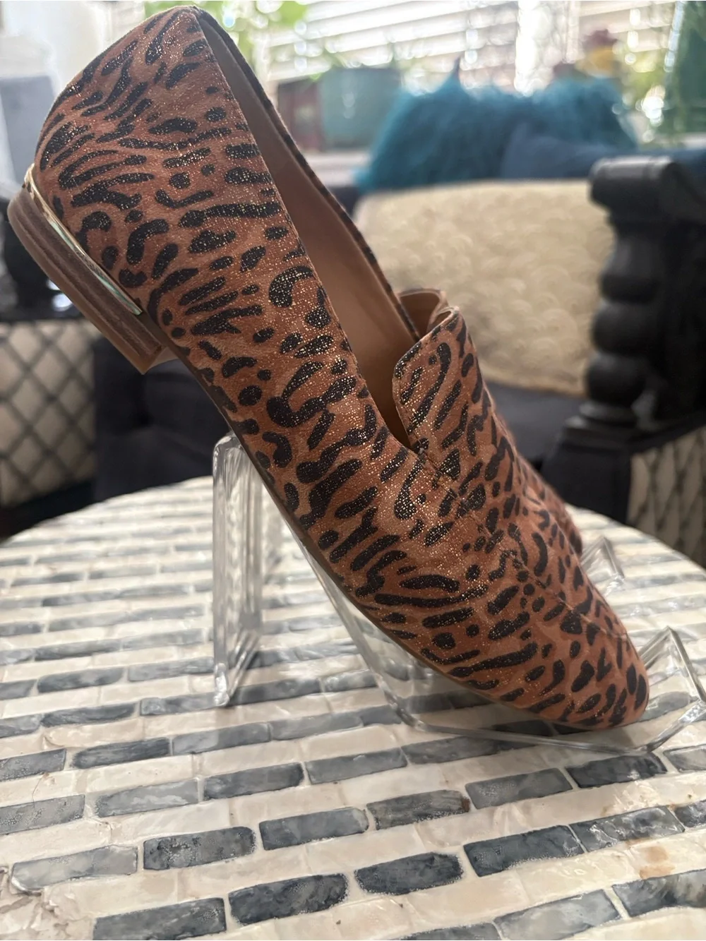 Alex Marie Metallic Leopard -Print Slip-On‎ Loafers size 7